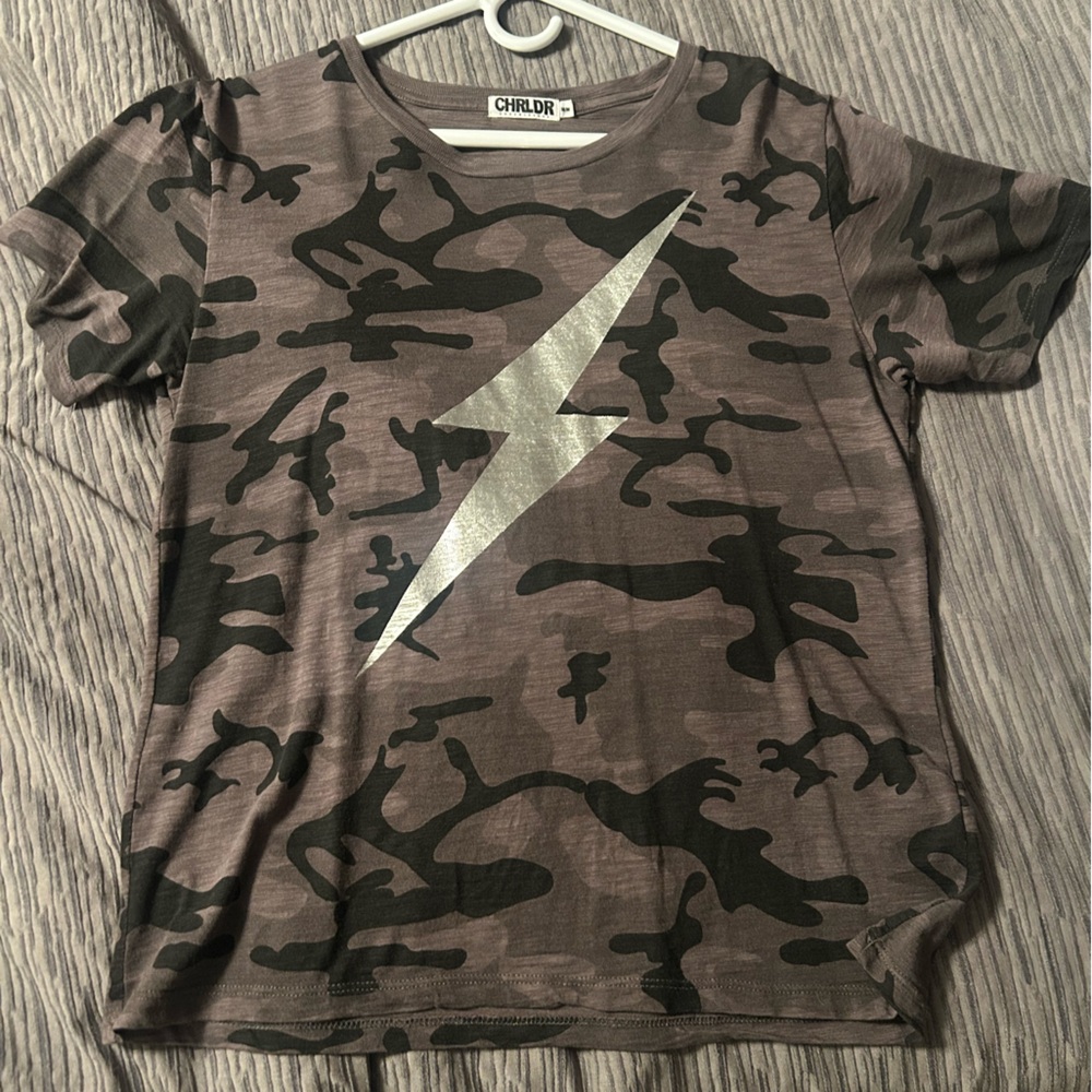 CHRLDR Camouflage Tee with Metallic Lightning